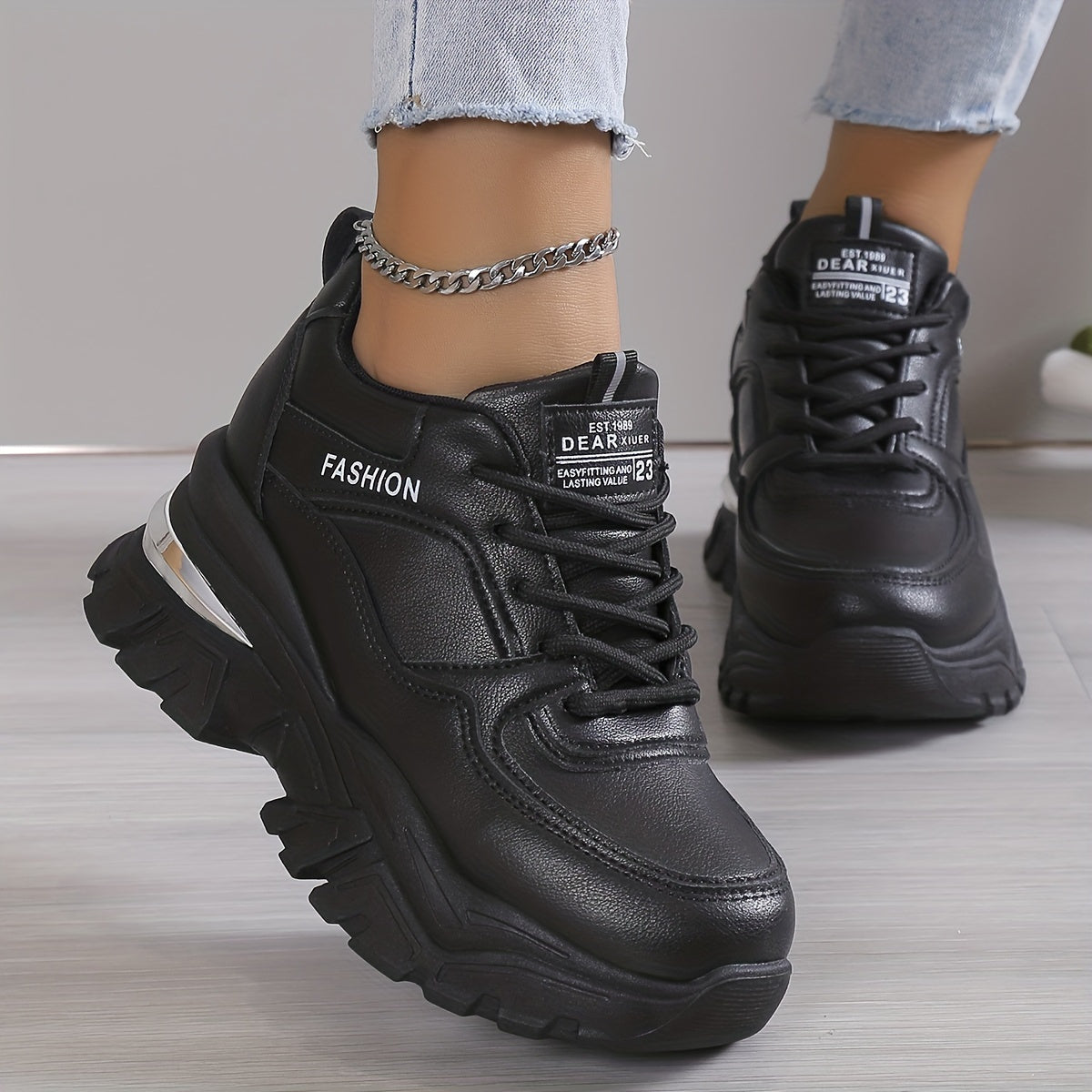 Women'S Platform Sneaker, Fashion Lace-up Outdoor Shoes, Comfortable Low-Top Sneaker