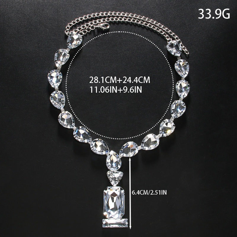 Water Drop Necklace Personalized Exaggerated Necklace Queen Accessories Rhinestones