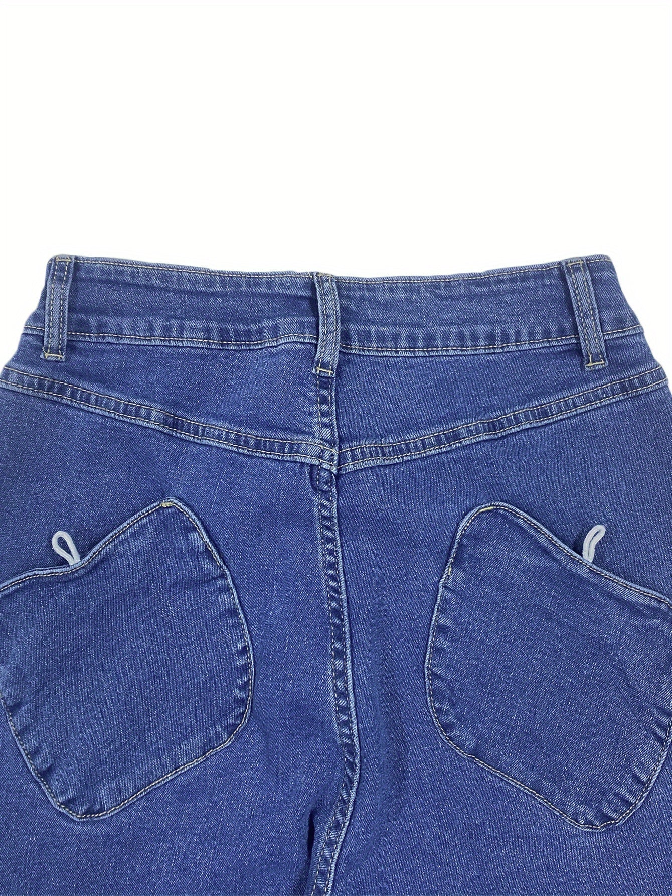 Women'S Y2K Streetwear Low-Rise Flare Jeans - Stretch Denim with Geometric Pocket Design, Long Length, Black & White Contrast, All-Season Comfort Fit, Streetwear Fashion | Y2K Fashion | Stretch Denim Jeans