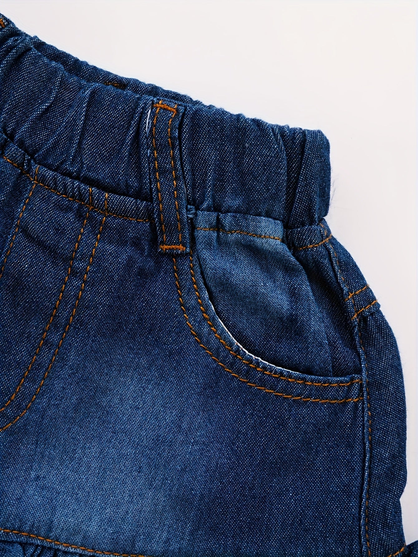 Girls' Denim Shorts - Lotus Leaf Hem, Stylish and Comfortable for Casual Wear