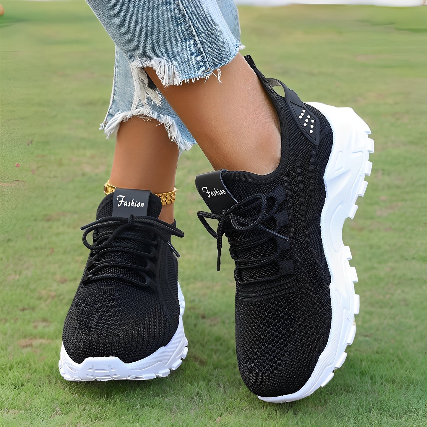 Women'S Lightweight Athletic Shoes - Breathable Knit Running Sneakers, Soft Sole Low-Cut Design for All Seasons