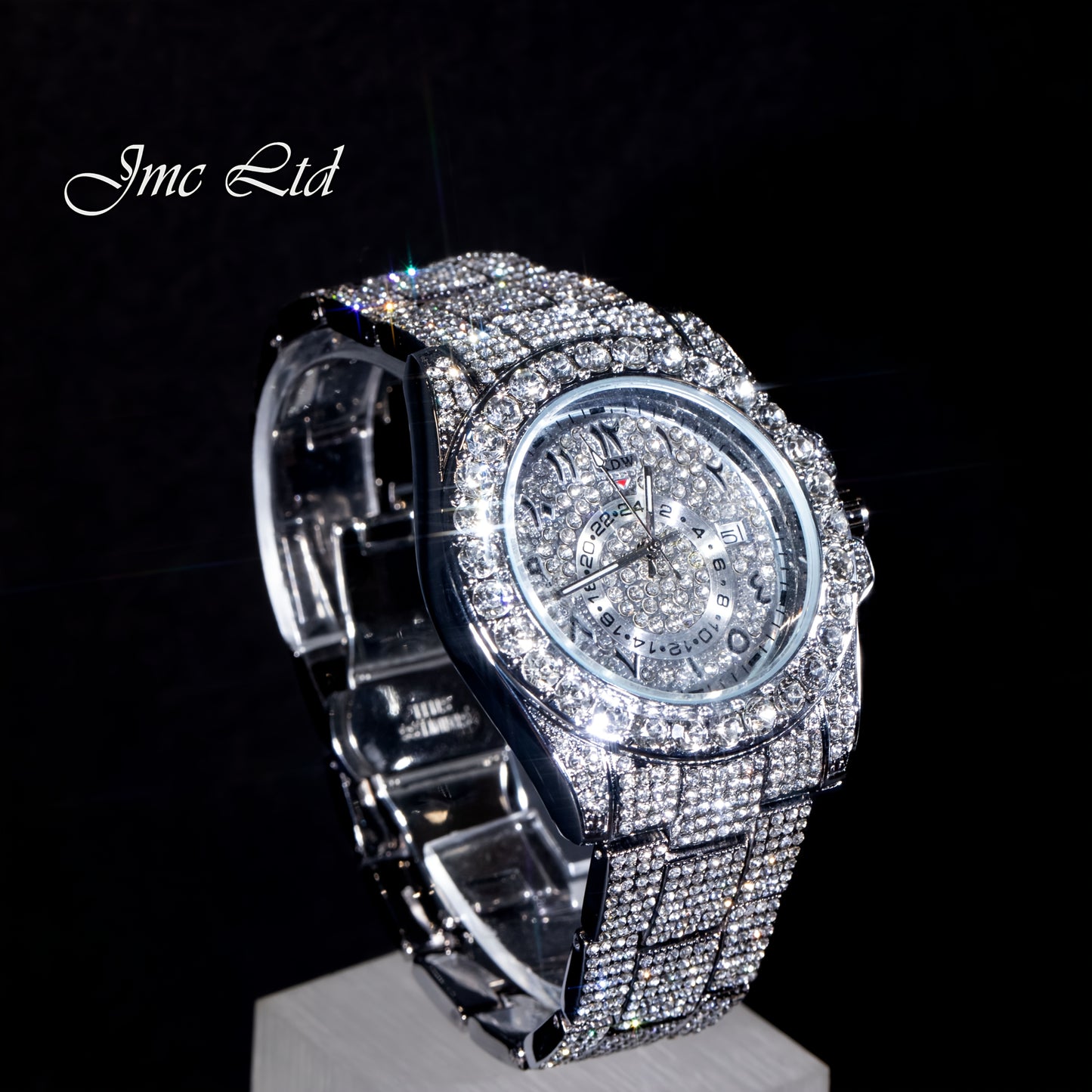 Luxury Hip Hop Rhinestone Watch for Men - West Coast Style Mechanical Automatic Wristwatch with Glowing Dial, Rhinestone-Studded Band & No Battery Needed - Perfect Christmas Valentine's Thanksgiving Gifts for Him, Statement J