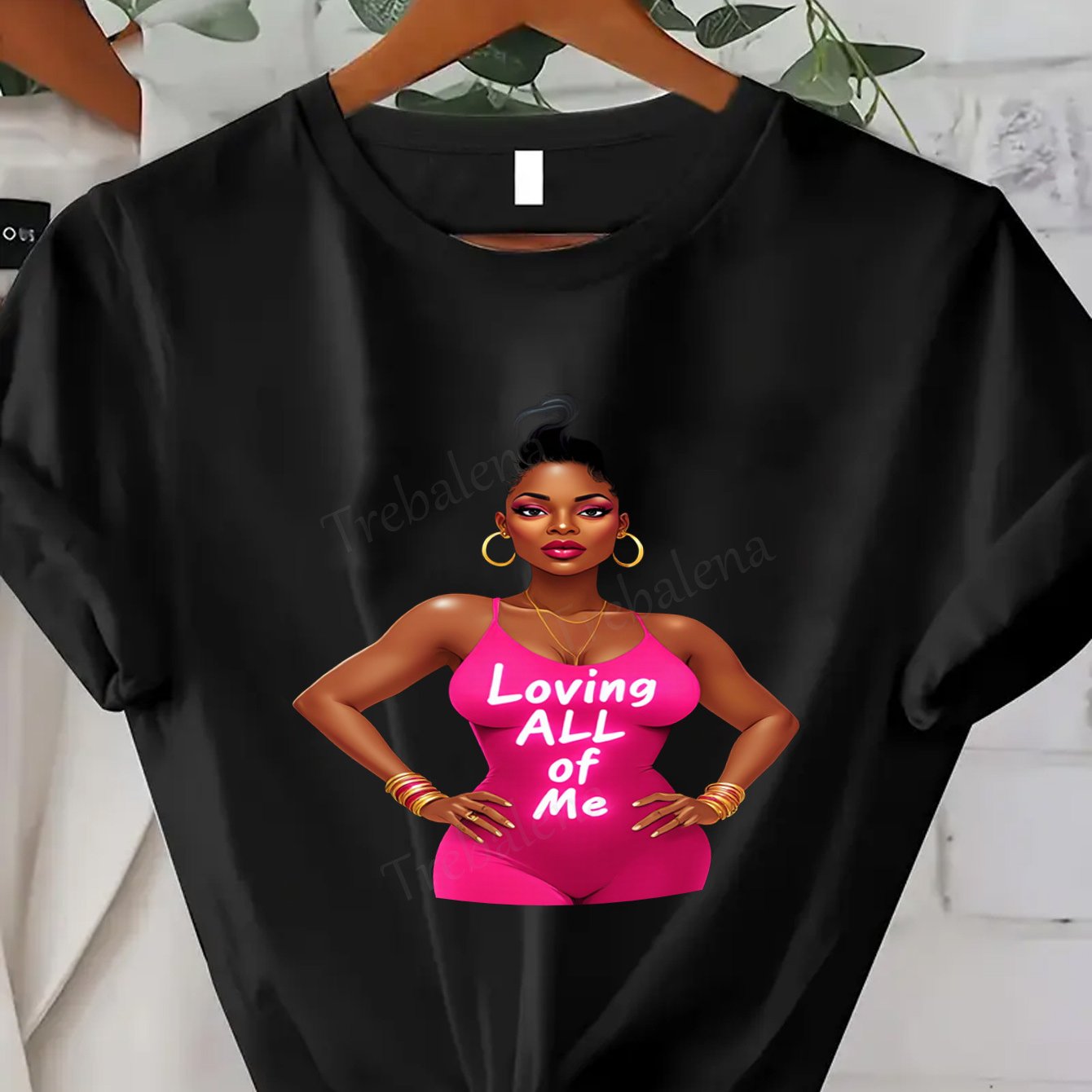 Plus Size, Trebalena Women's Plus Size Graphic T-Shirt - Sexy Curvy Lady in Pink Chair with Roses, Soft Breathable 100% Cotton Casual Everyday & Party Outfit - Perfect Halloween, Christmas, Birthday Gifts for Women - Non-See