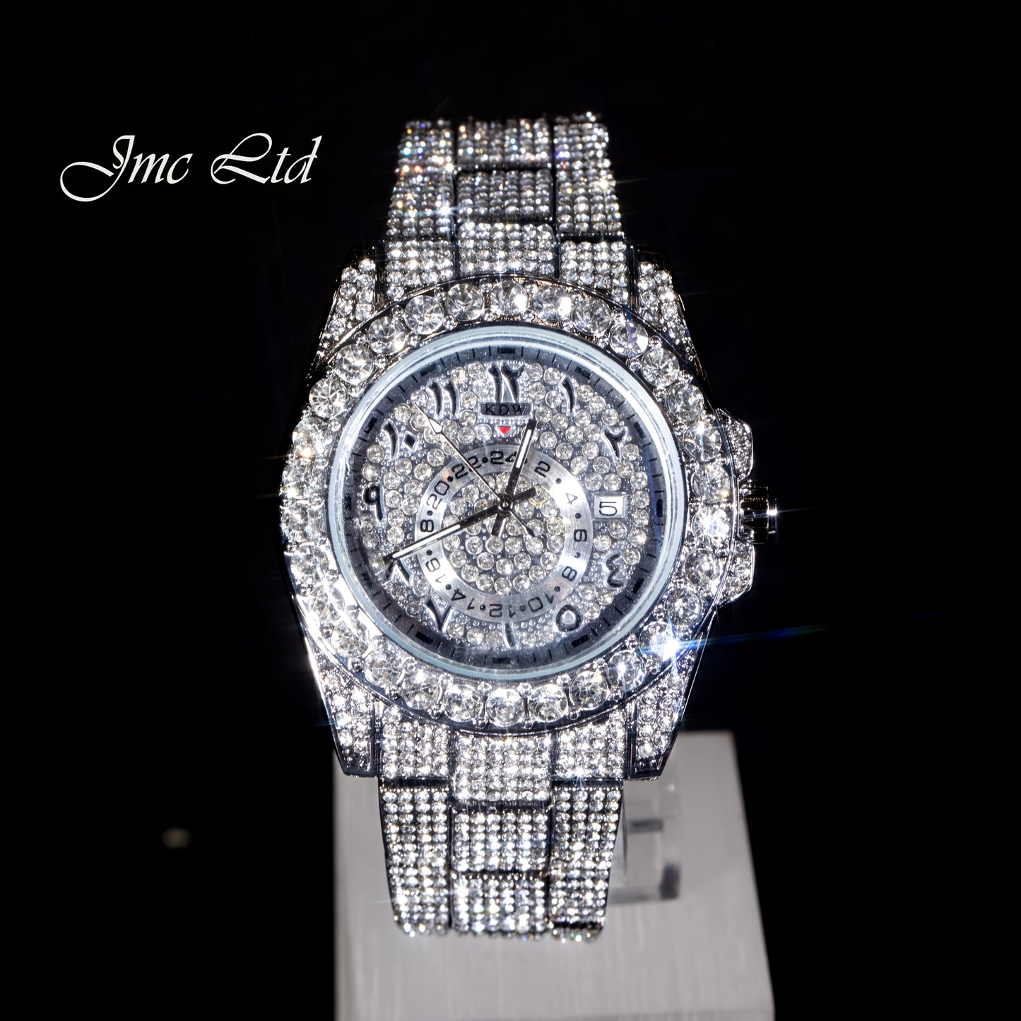 Luxury Hip Hop Rhinestone Watch for Men - West Coast Style Mechanical Automatic Wristwatch with Glowing Dial, Rhinestone-Studded Band & No Battery Needed - Perfect Christmas Valentine's Thanksgiving Gifts for Him, Statement J