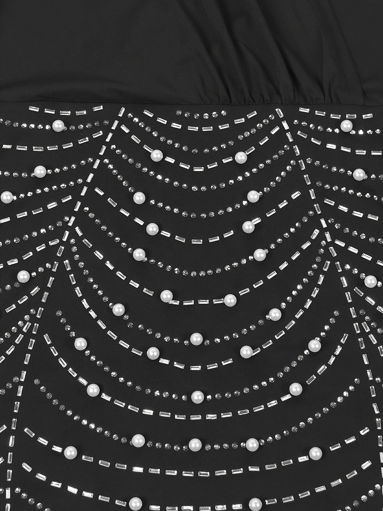 Elegant V-Neck Bodycon Mini Dress with Rhinestone Detailing and Sheer Mesh Overlay for Women - Long Sleeve, Beaded Party Gown, Perfect for All Seasons, Beadwork Dress