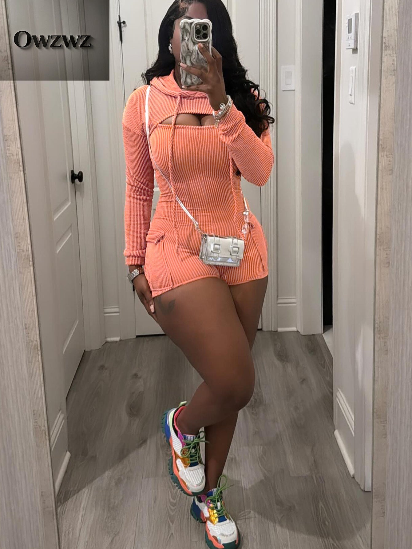 Tops Removable Long Sleeve Hoodie Cargo Shorts Bodysuit Women Sleeveless Rompers Bodysuit Summer Fashion Textured Bodycon Cargo Short Jumpsuits Outfits