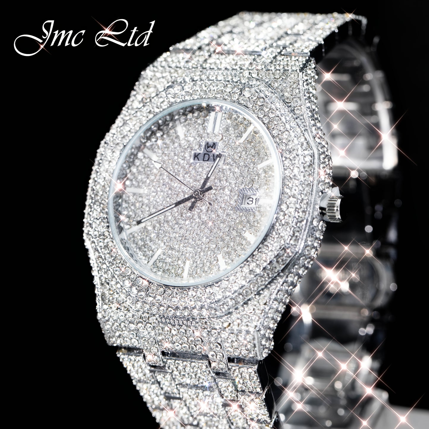 Luxury Hip Hop Bling Watch West Coast Style Rhinestone Wristwatch, High-End Glow-in-the-Dark Timepiece for Rappers, Christmas Valentine's Thanksgiving Gifts