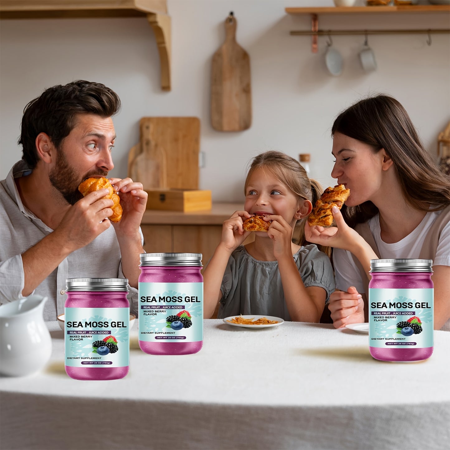Premium Sea Moss Gel with Real Fruit Juice - Advanced Irish Sea Moss, Natural Vitamin & Mineral Supplement, 28oz, Mixed Berry Flavor (Blueberries, Raspberries), Hypoallergenic, Supports Healthy Eating, Food Additive | Modern