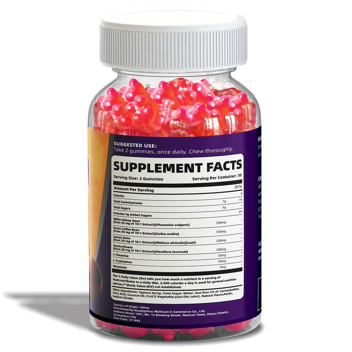 CLEI-NIGHT TIMEBURN Antioxidant Gummies with White Kidney Bean Extract, Green Coffee Bean Extract, Lemon Balm, Melatonin & Passionflower - 60 Gummies for Sleep Aid, Mood Support & Nighttime Digestion, Gentle Nighttime Formula