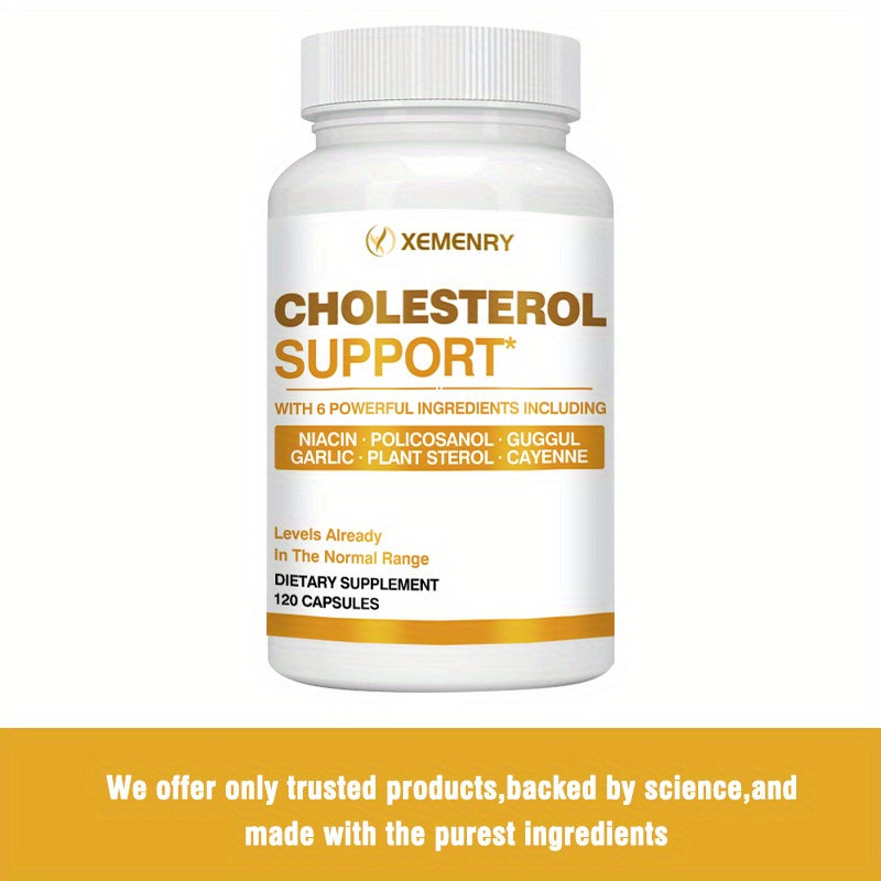 Cholesterol Support - with Niacin, Plant Sterol, Cayenne Pepper, Garlic Bulb Powder, Antioxidant - 120pcs