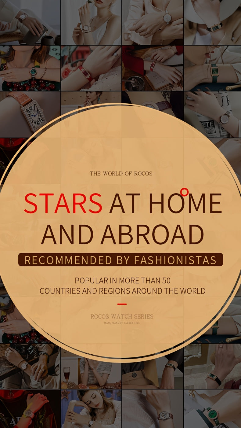 ROCOS Heartwarming Signal Series Fashion Luxury Women'S Watches Square Simple Wristwatch Elegant Rhinestones Watches For Women Quartz Watches Love Heart Hands Dazzling Colour Dial Silvery Steel Strap Gifts For Women R0264