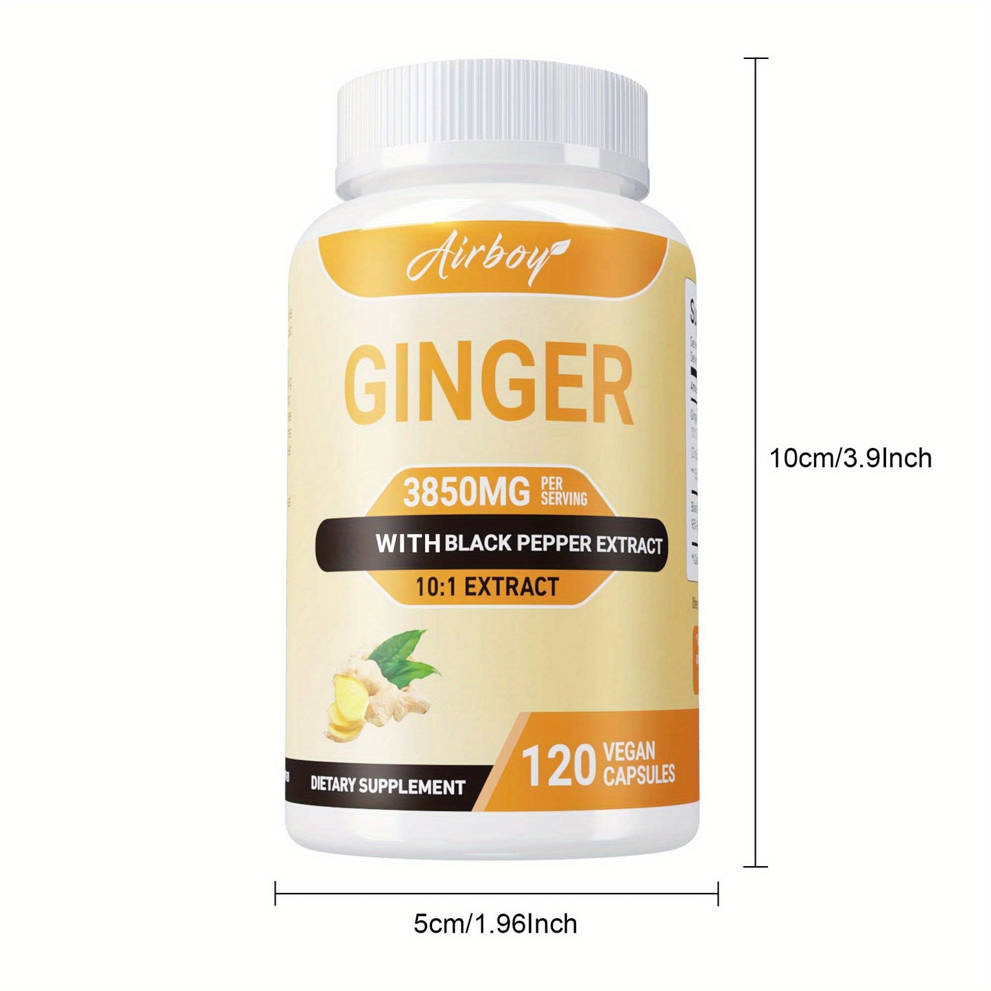 Ginger Capsules - with Black Pepper Fruit, Supports Immune and Digestive Health - 120pcs