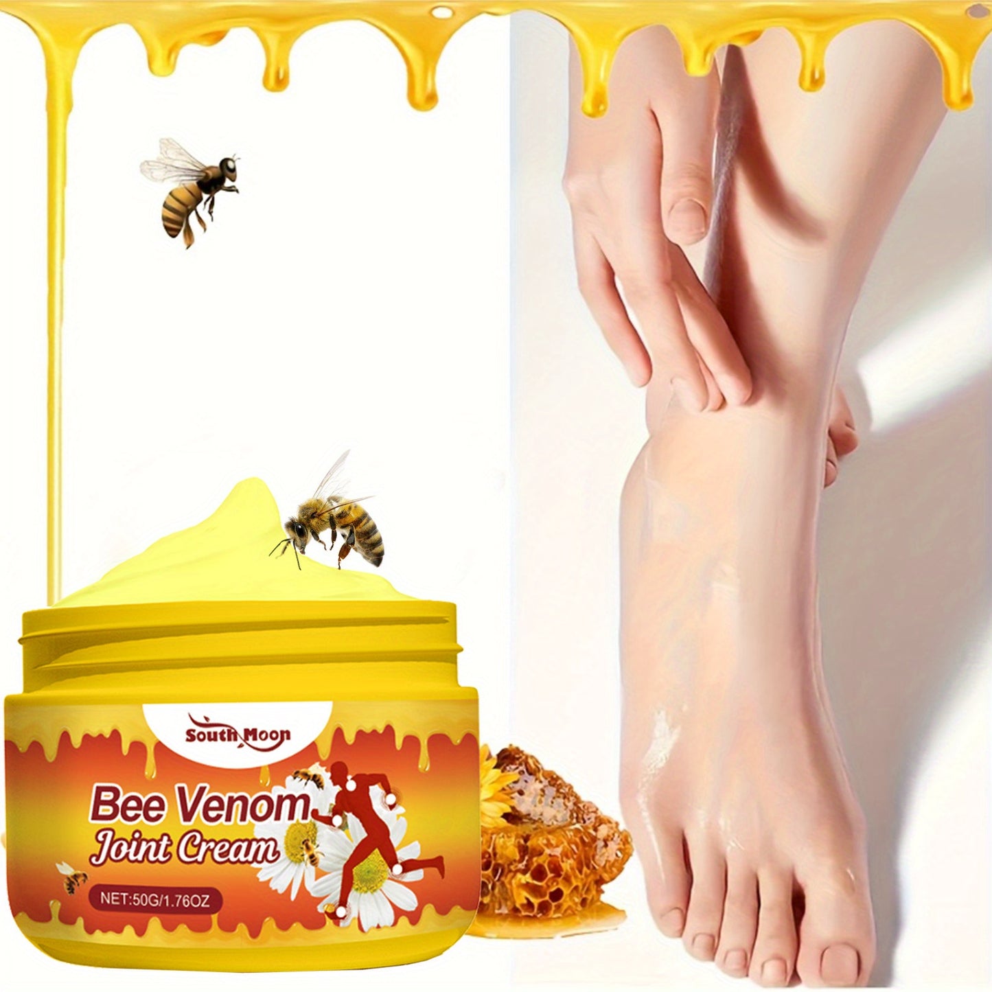 50g Bee Venom Joint Massage Cream, Body Massage Cream for Hands, Feet, Hamstrings, Knees, Lumbar Joints, Natural Bee Venom Joint Massage Cream: nature's gift to care for your joints!