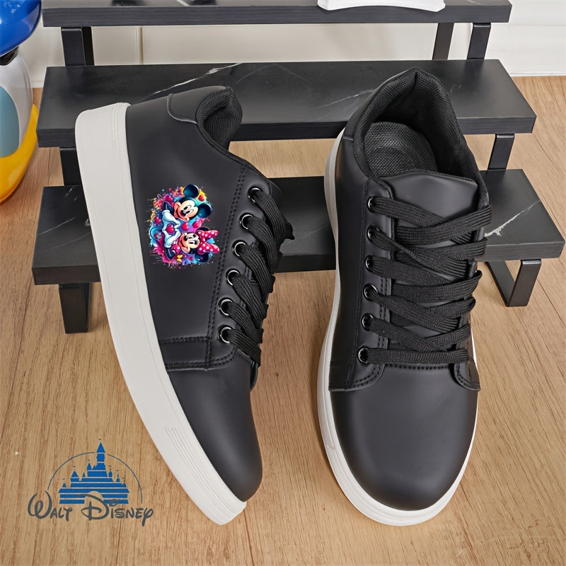 New Disney Mickey Minnie Lover Trendy Cartoon Cute Pattern, Women's Solid Color 2D Print Sneakers, Men's Comfortable Low-Top Casual Shoes, Couples' Four Seasons Style, Lightweight Versatile Everyday Shoes, Best Gift for Sprin
