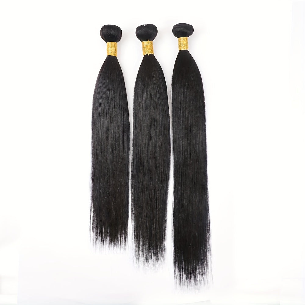 3 Bundles 10A Brazilian Virgin Human Hair Extensions Straight 100% Unprocessed Thick Tangle-Free 10-30 Inch for