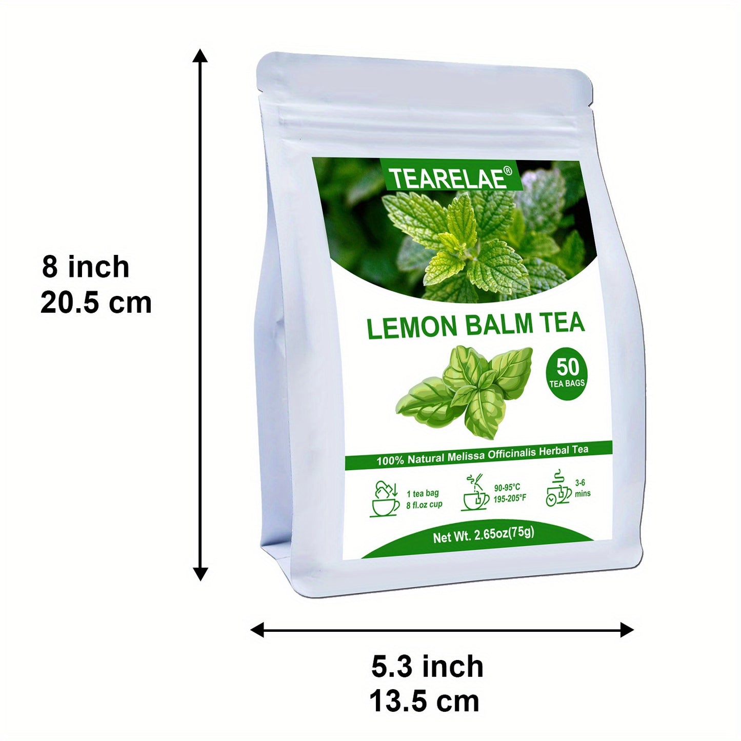 TEARELAE - Lemon Balm Tea - Caffeine-free Tea - Natural Dried Lemon Balm Leaf Tea Bags - 2.65 oz