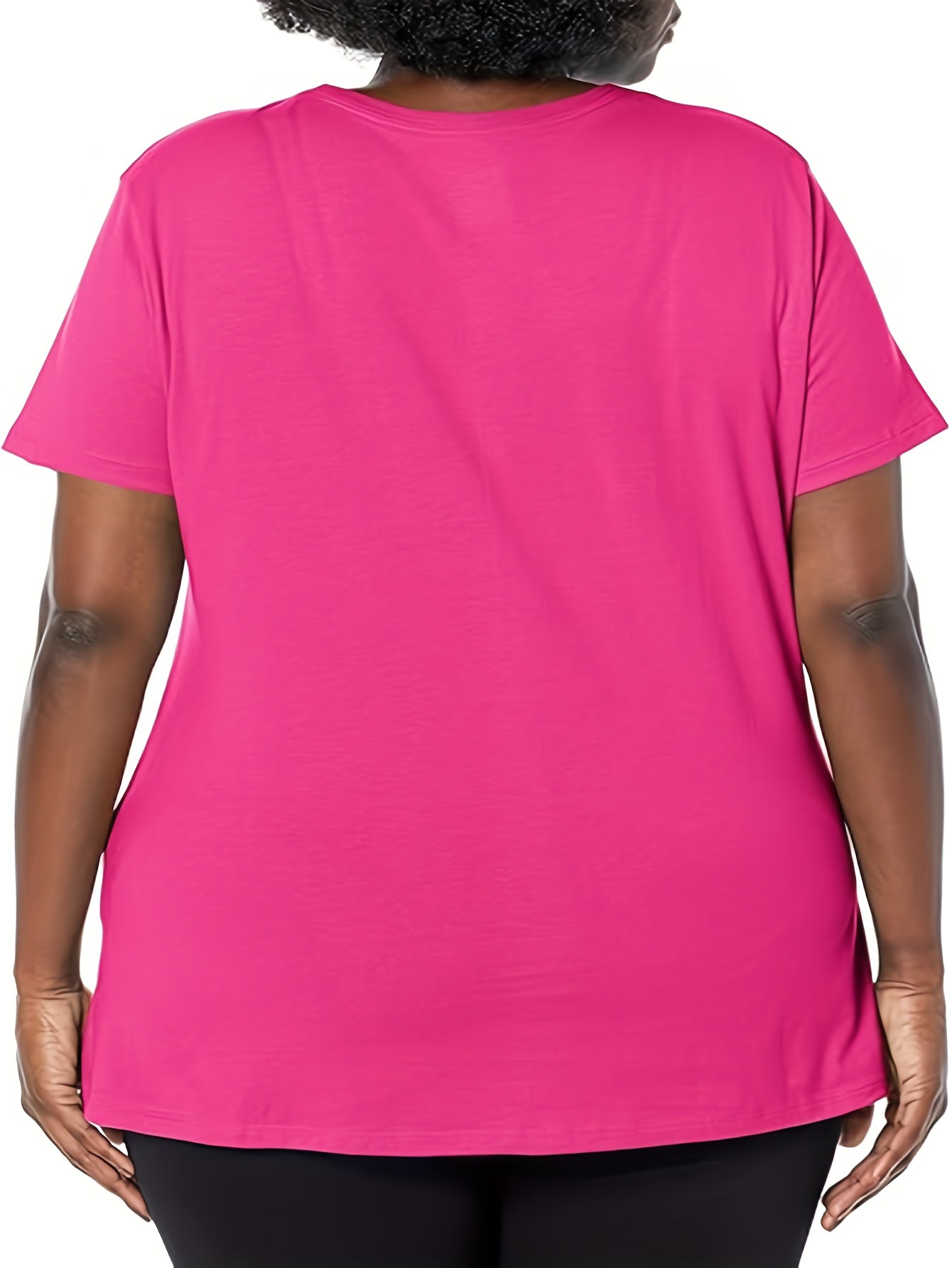 Plus Size Women'S T-shirts Big Eyes joyful Face Print Short Sleeve Crew Neck Casual Top For Spring & Summer Women'S Clothing Black/Pink/Orange T-Shirt Lady Summer Party Daily Wear Tee