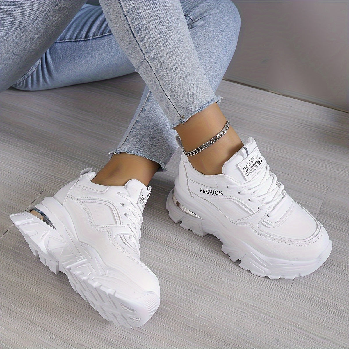 Women'S Platform Sneaker, Fashion Lace-up Outdoor Shoes, Comfortable Low-Top Sneaker