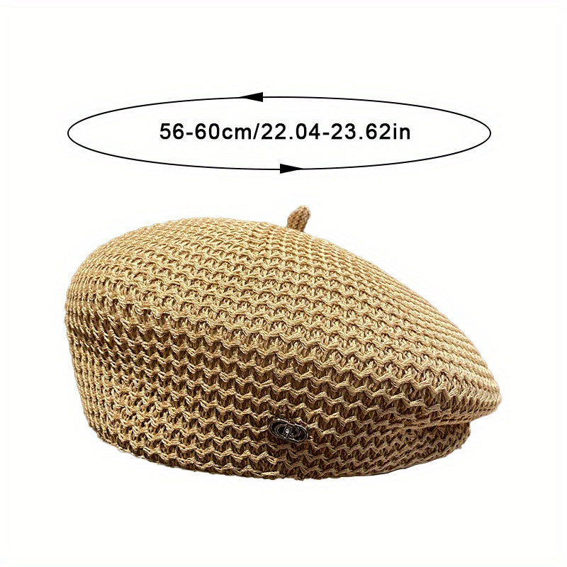 2pcs Women's Breathable Beret Hats - Spring & Summer Knitted Painter Caps, Casual Chic, Lightweight Fabric, Fashion Accessory in Black, Beige, and Brown