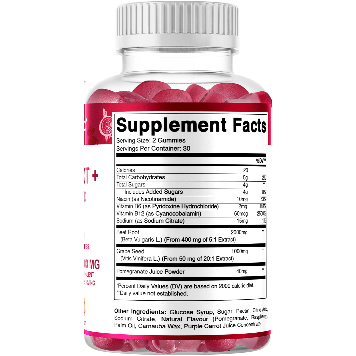 Vitamatic Beet Root Gummies - 3000 mg Equivalent Per Serving - 60 Gummies - Made with Vitamin B6, B12, Grape Seed, Pomegranate & Nicotinamide