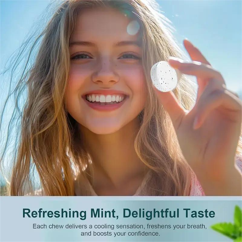 90 Mineralized Energy Candy, mint sugar gum, keeps mouth, protects gum and tooth, sugar durable chewing gum, 1 Bag (1 bag, containing 90 pills)