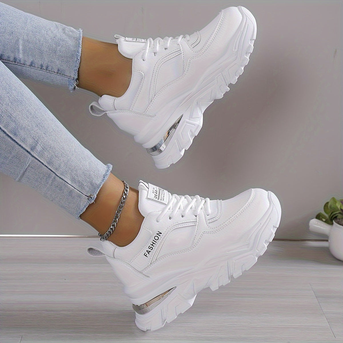 Women'S Platform Sneaker, Fashion Lace-up Outdoor Shoes, Comfortable Low-Top Sneaker