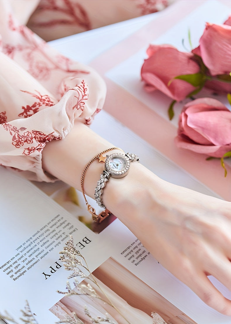 ROCOS Brand Bracelet Watch Fashion Luxury Women'S Watch Phantom Dial Silvery Quartz Women'S Watch Holiday Gift Women'S Gift