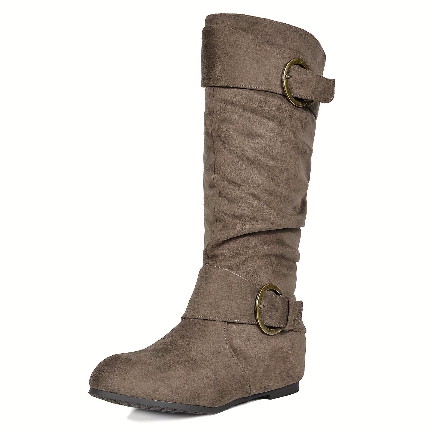 Womens Knee High Low Hidden Wedge Boots Winter Boots Suede Faux Fur Lining Side Zipper Knee High Boots Fashion Autumn Boots Knee Length Boots Comfortable, Perfect With Jeans Dresses Skirts Shorts Women's Versatile Style