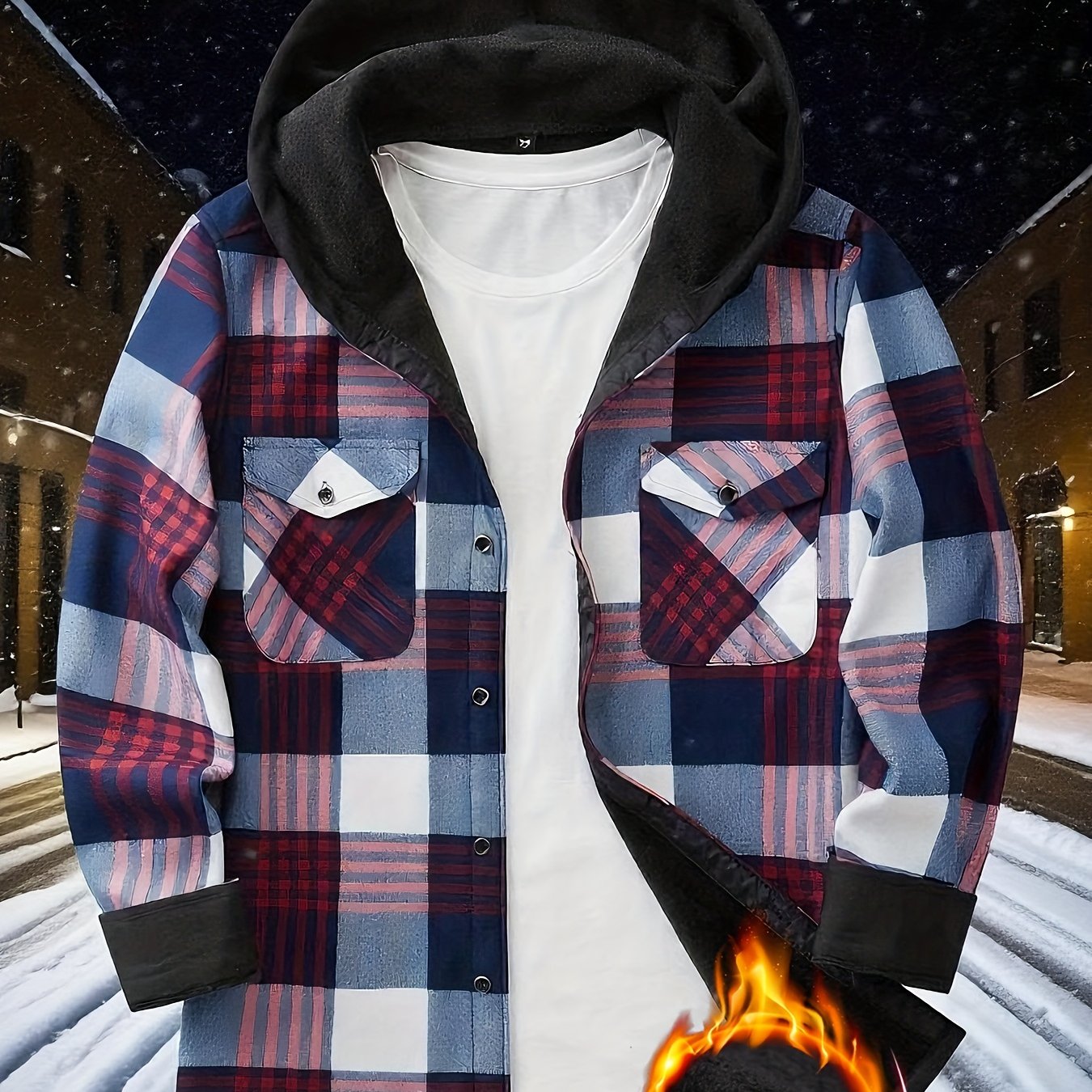Teens Flannel Shirt - Fleece Lined Hooded Plaid Shirt for Baggy and Oversized - warm Winter Jacket - Christmas Halloween Gift, for Teenager