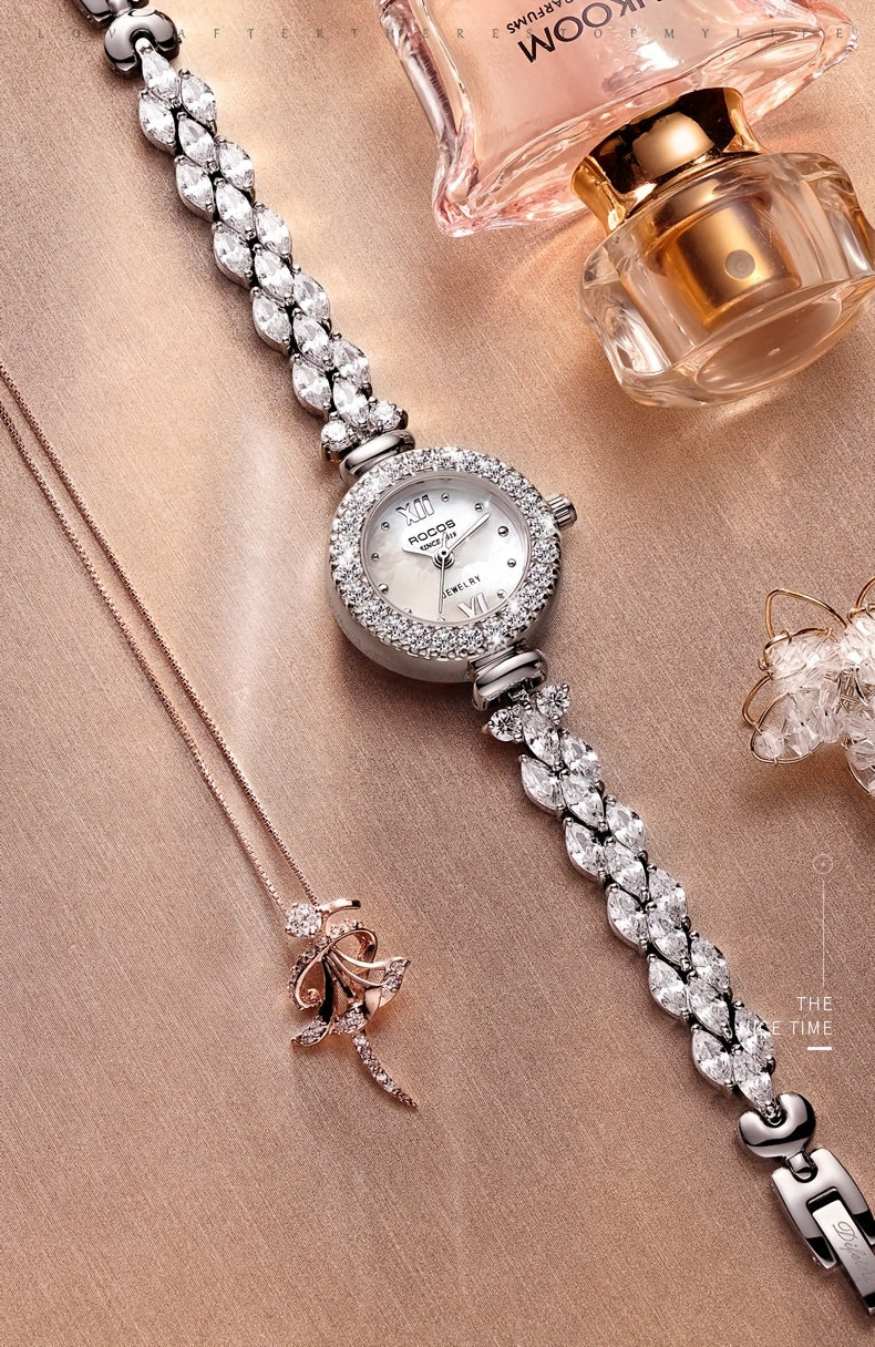 ROCOS Brand Bracelet Watch Fashion Luxury Women'S Watch Phantom Dial Silvery Quartz Women'S Watch Holiday Gift Women'S Gift