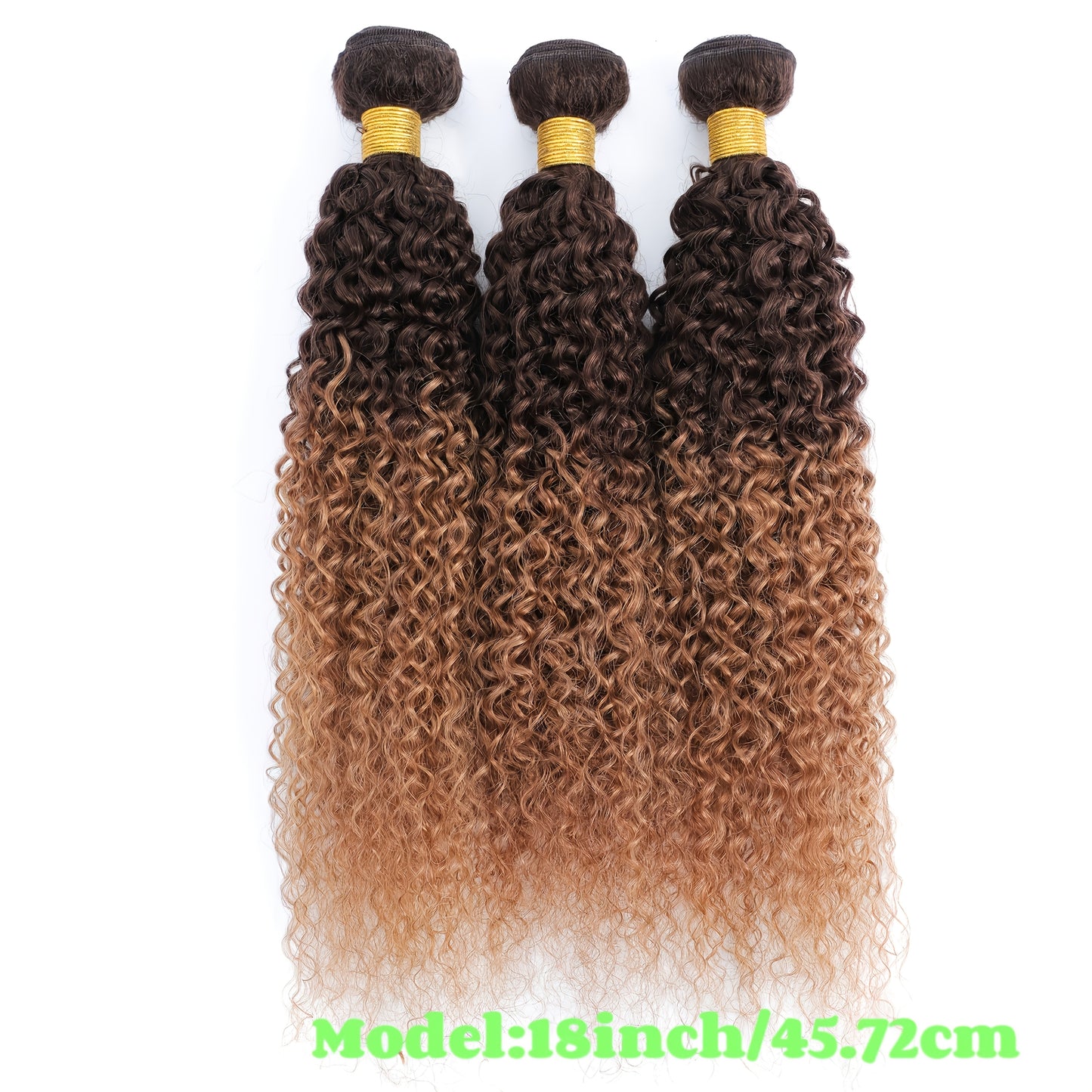 3 Bundles Brazilian Virgin 100% Unprocessed Human Hair Extensions - 4x4 Lace Closure, Ombre Color (T4/30 Medium Brown/Reddish Brown), Curly Wave Texture for Women, All Ethnicities, Natural Look & Versatile Styling, Realistic