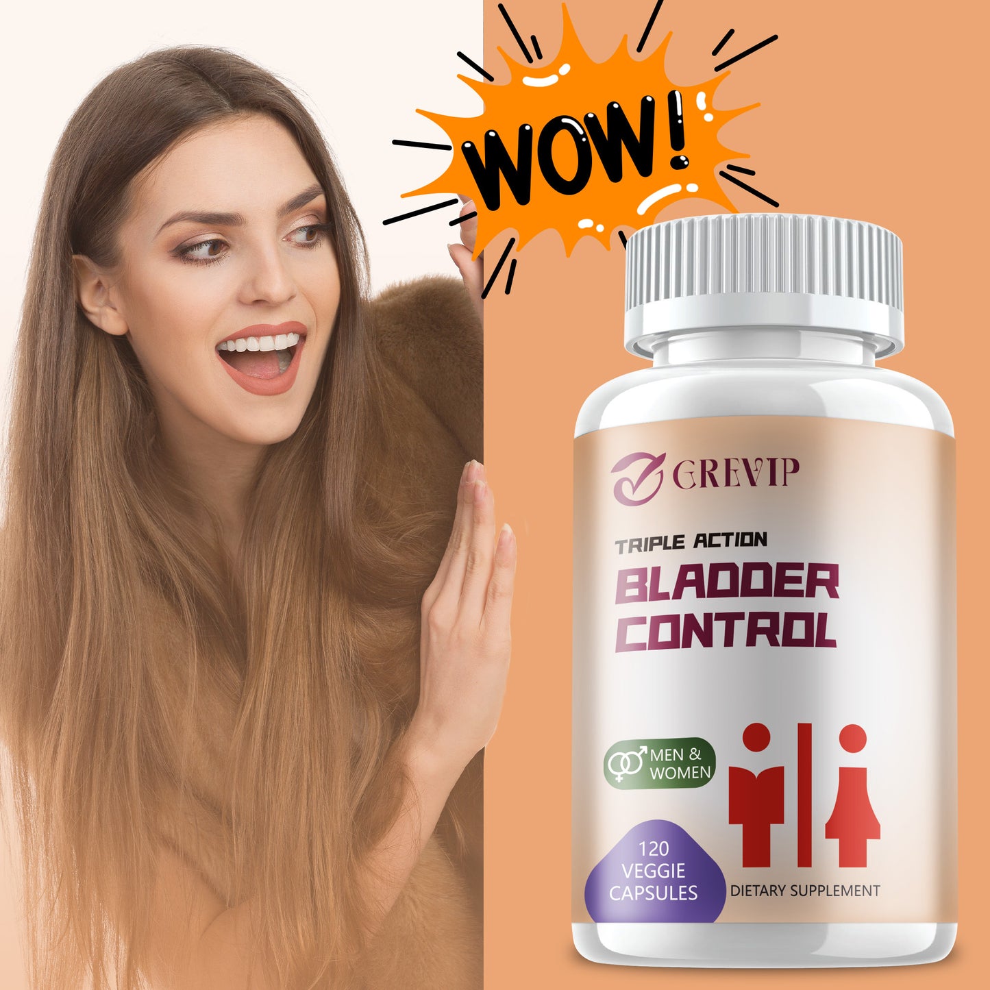 Bladder Control - with Pumpkin Seed, Cranberry, Boswellia, Supports Urinary Tract Health, Bladder Health, Prostate Health - 120pcs