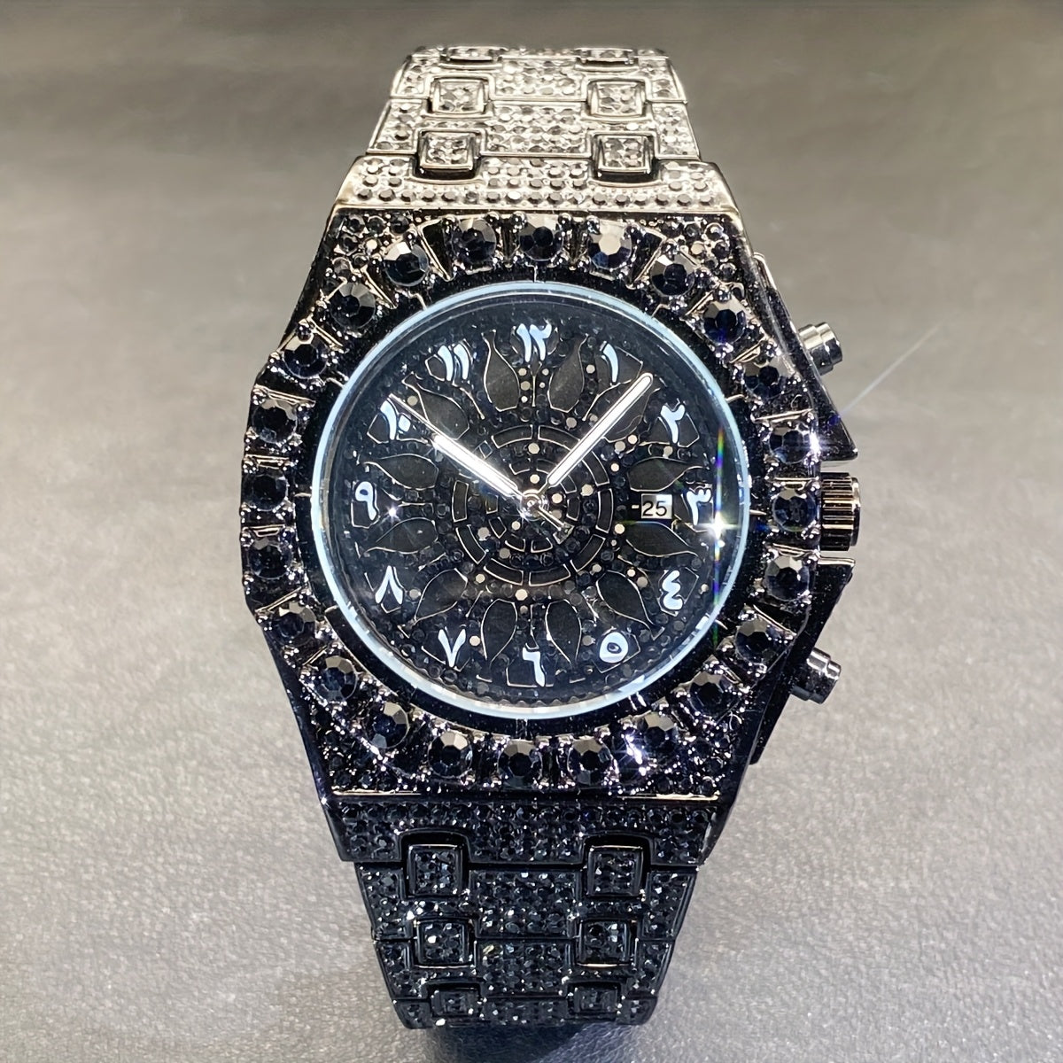 MISS FOX Luxury Rhinestone Quartz Watch for Men & Women - Hollow Double Layer Dial, Glow-in-the-Dark Hands, Alloy Case