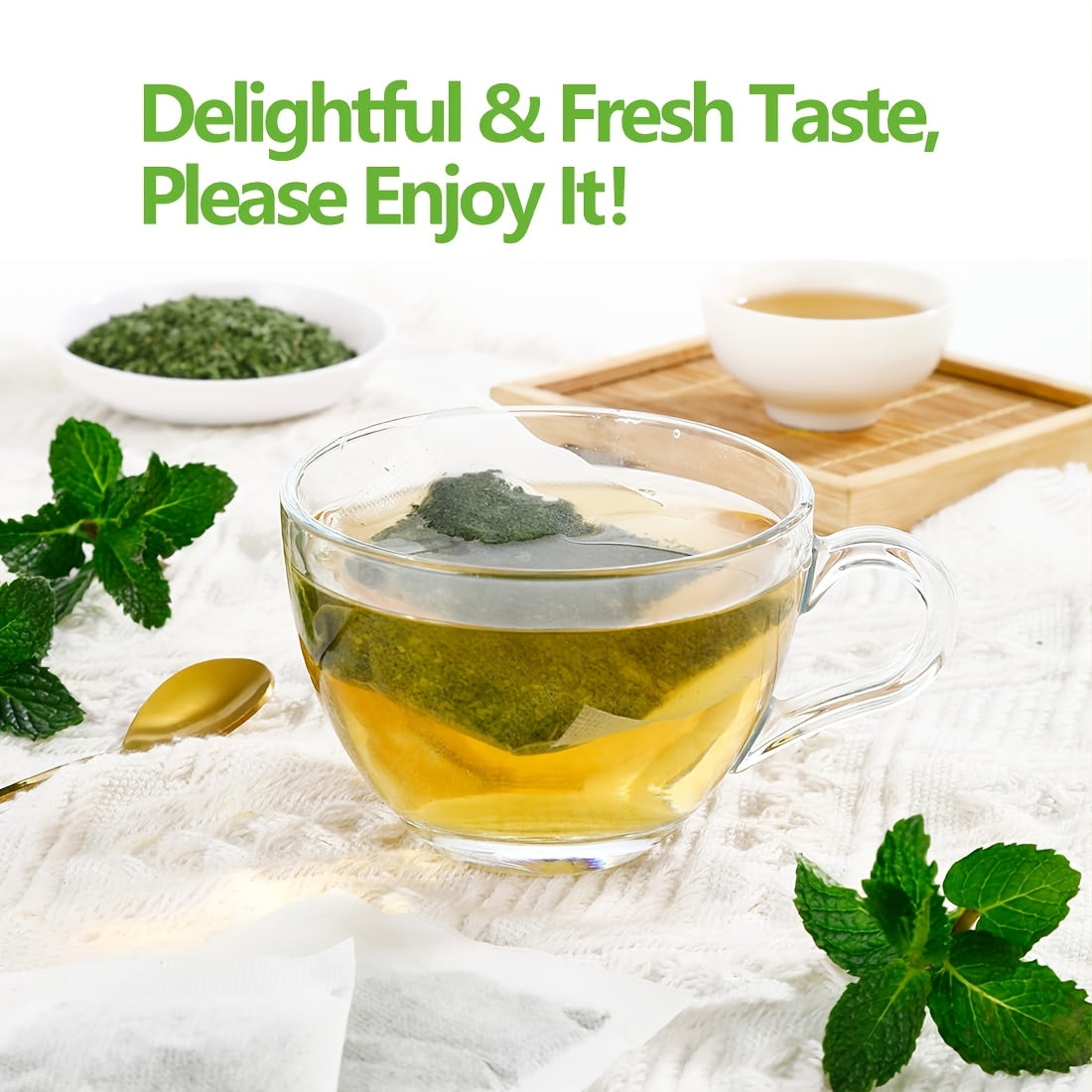 ULTHMOK High Quality Mint Tea Bags, 100 Tea Bags 1.5g/5.3 Ounces, 100% Pure Mint Tea, Naturally Additive Free, Caffeine Free.
