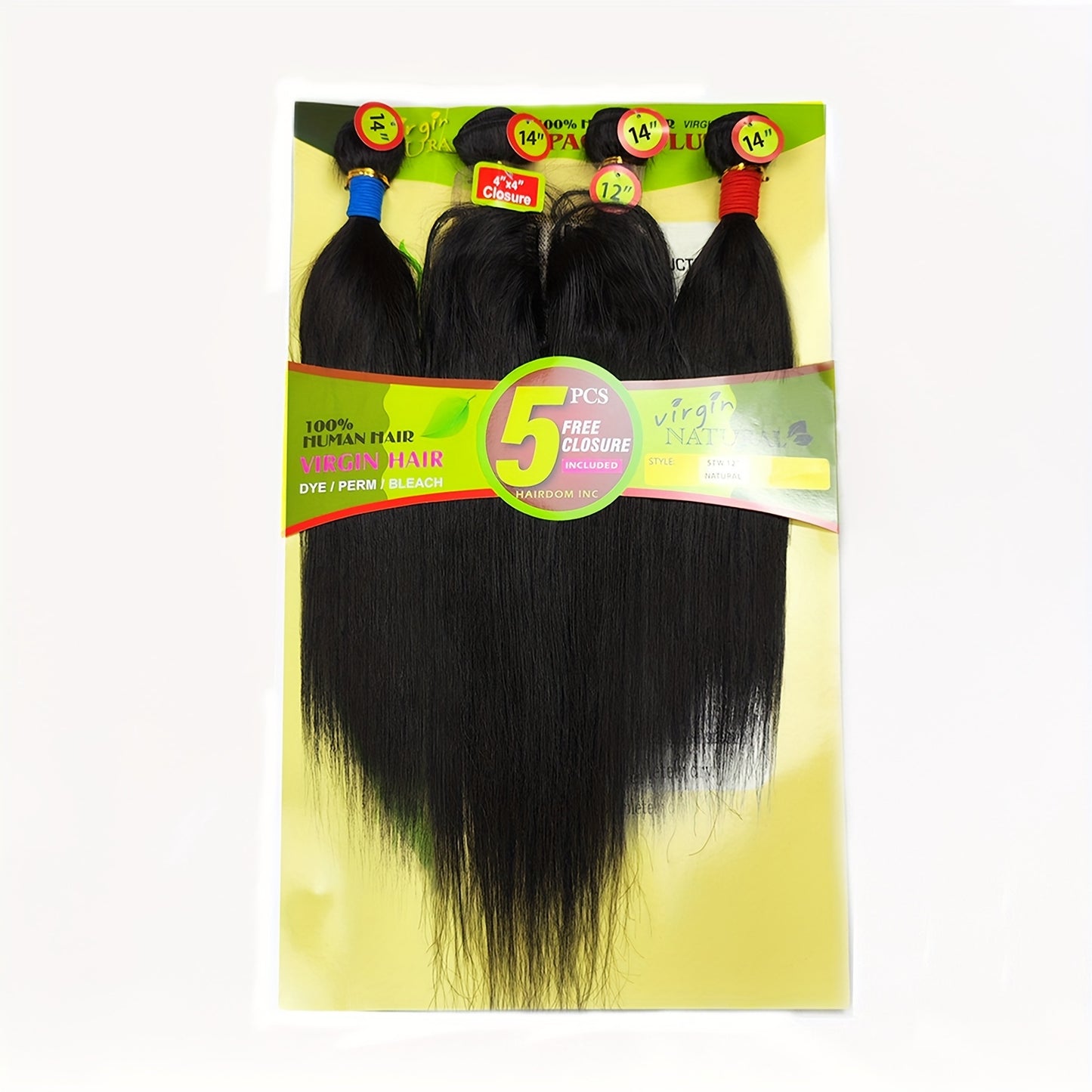 4 Bundles 12 Inch Straight Human Hair Weave with 4x4 Free Part Lace Closure - Natural Black Color, 100% Human Hair Extensions for Women, All Ethnicities, Versatile Hair Styling | Natural Hairline | Human Hair Bundle