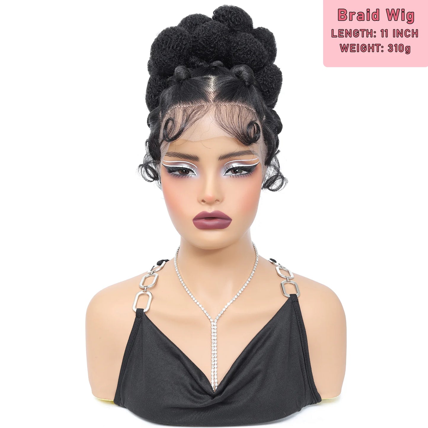 Synthetic Bantu Braided Wigs 11 Inches Full Lace Braided Wig with Baby Hair Afro Short Wigs Knotless Box Braids Wigs for Women