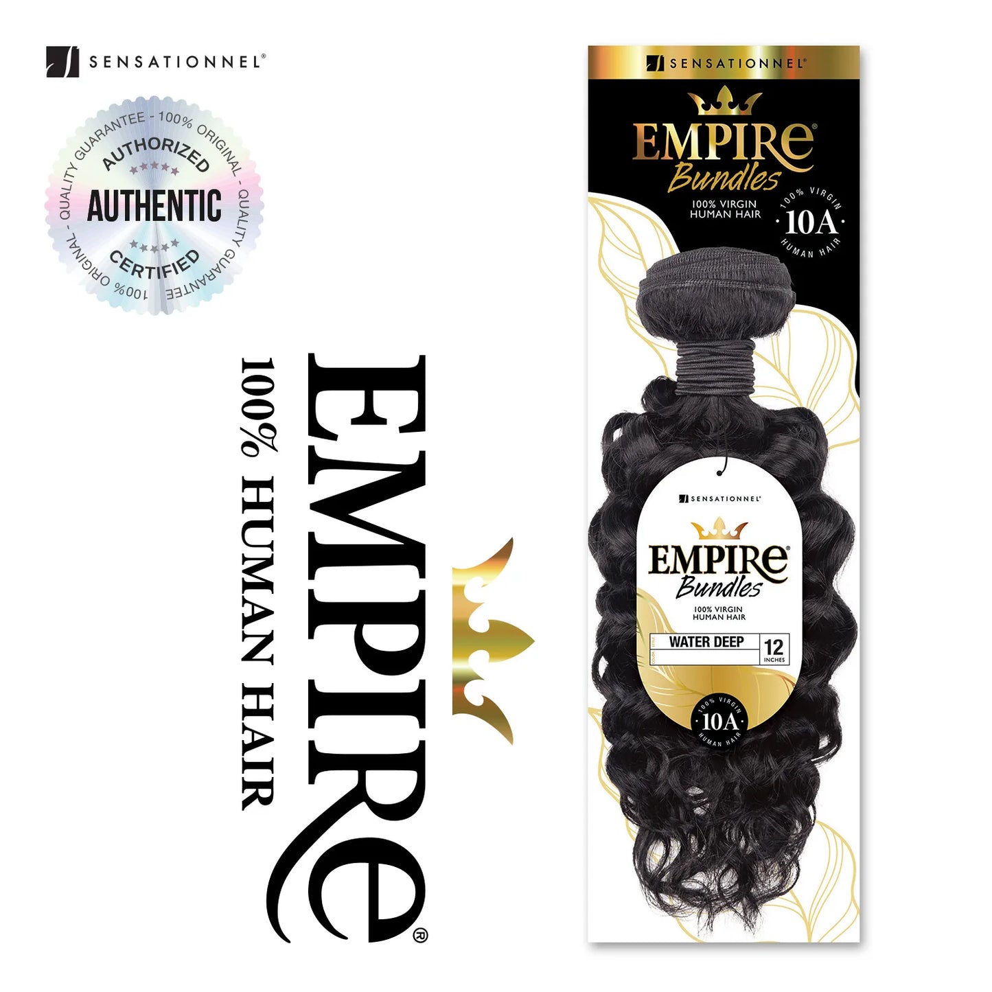 Sensationnel Empire Bundles Virgin Human Hair Weave Water Deep (10"-28") - Quick Weave, Light Weight, Soft and Smooth