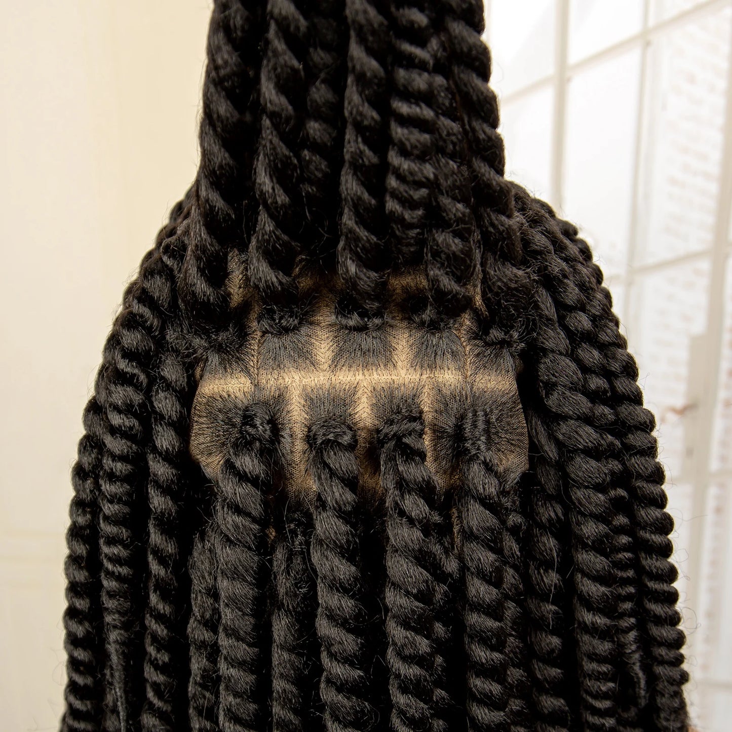 Synthetic Twisted Braided Wigs for Black Women Full Lace Synthetic Braided Wigs Brown Bob Wig Knotless 16 Inch