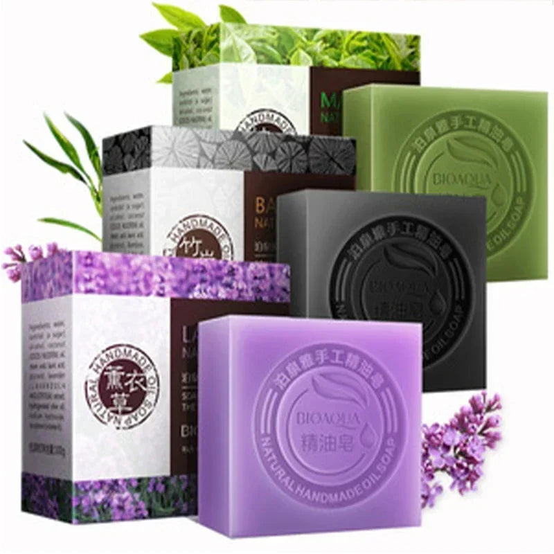 Bamboo Charcoal Handmade Essential oil Soap Deep Cleansing Oil Control Blackhead Remover Skin Moisturizing Face Wash Hair Bath