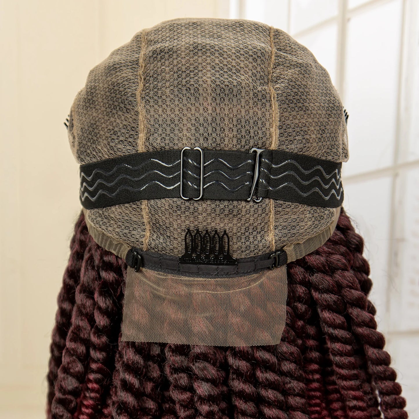 Synthetic Twisted Braided Wigs for Black Women Full Lace Synthetic Braided Wigs Brown Bob Wig Knotless 16 Inch