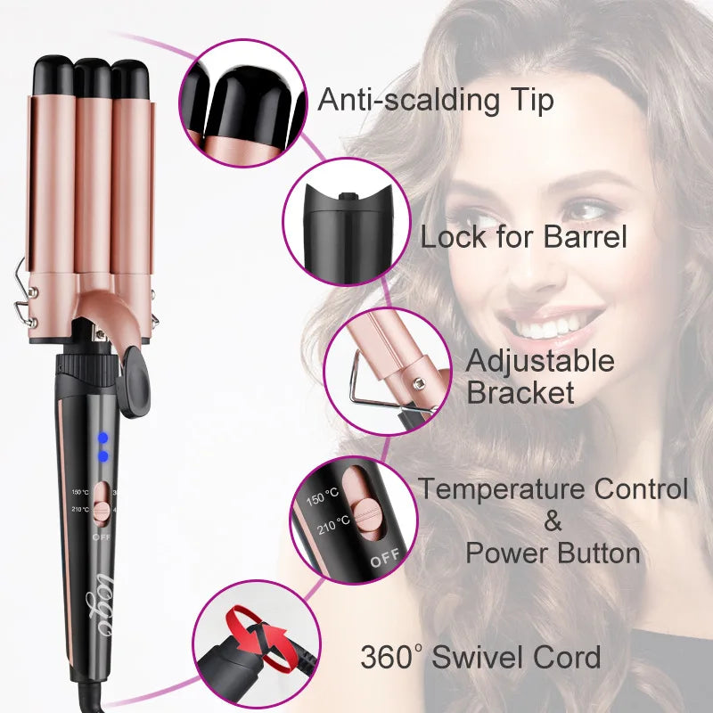 5-1 Multifunctional automatic hair curling iron with interchangeable head accessories and styling straightening comb