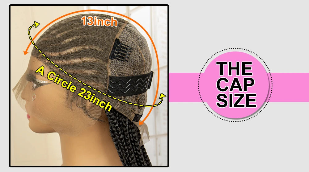 34 Inches Handmade Synthetic Braiding Wig HD Full Lace Cornrow Braided Wigs Back Knotless Box Braids Wig for Black Women