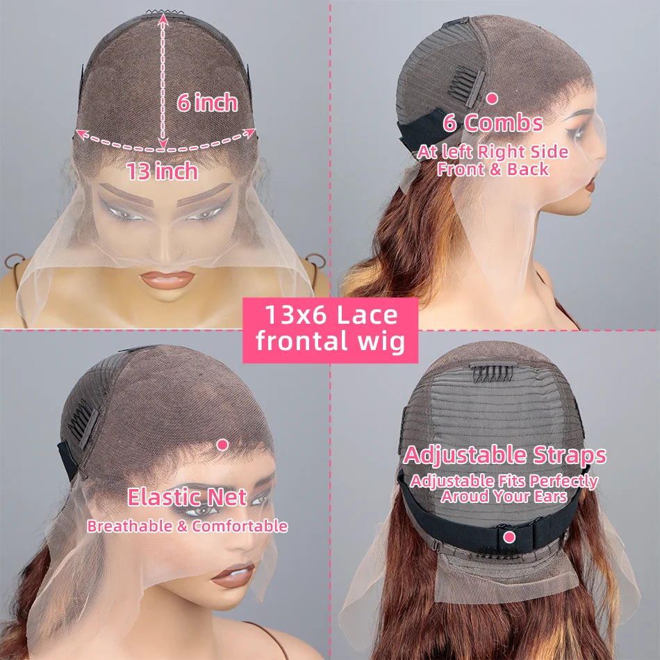 Highlight Body Wave Bob Wig Human Hair Lace Front Human Hair Wigs For Women Honey Blonde 13X6 Transparent Lace Frontal Wig