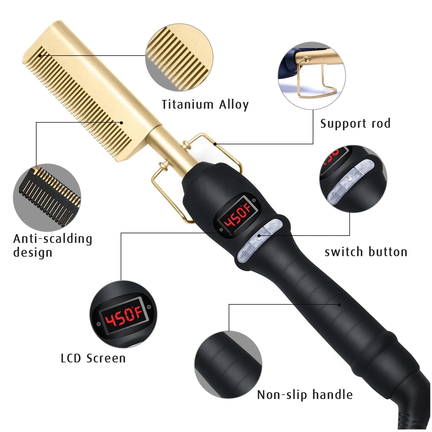 2 in 1 Electric Hot Heating Comb Hair Straightener Curler Flat Irons Wet Dry Hair Iron Straightening Brush Hair Styling Tools