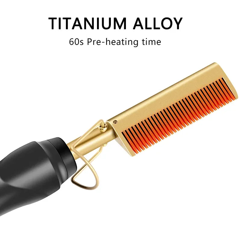 2 in 1 Electric Hot Heating Comb Hair Straightener Curler Flat Irons Wet Dry Hair Iron Straightening Brush Hair Styling Tools