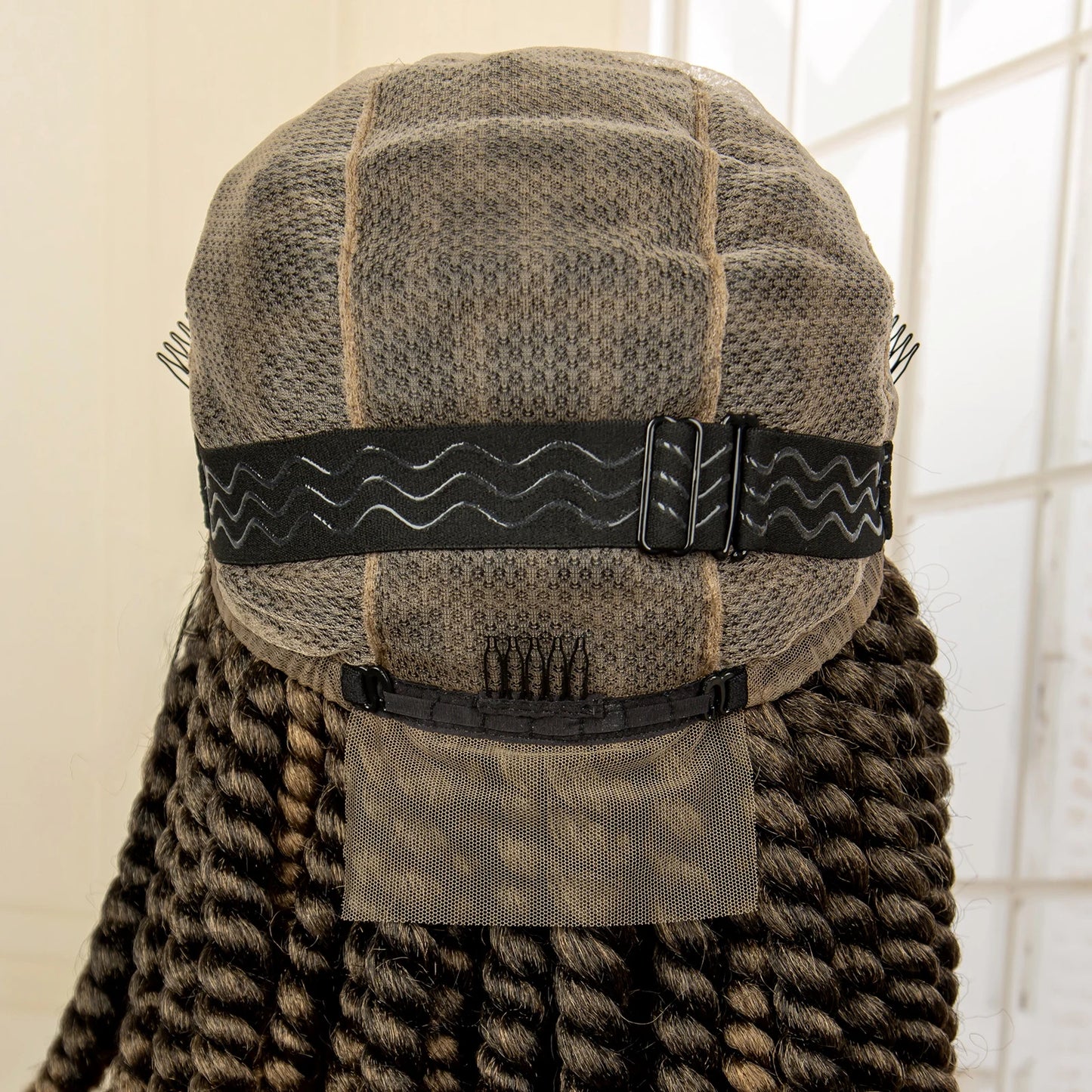 Synthetic Twisted Braided Wigs for Black Women Full Lace Synthetic Braided Wigs Brown Bob Wig Knotless 16 Inch