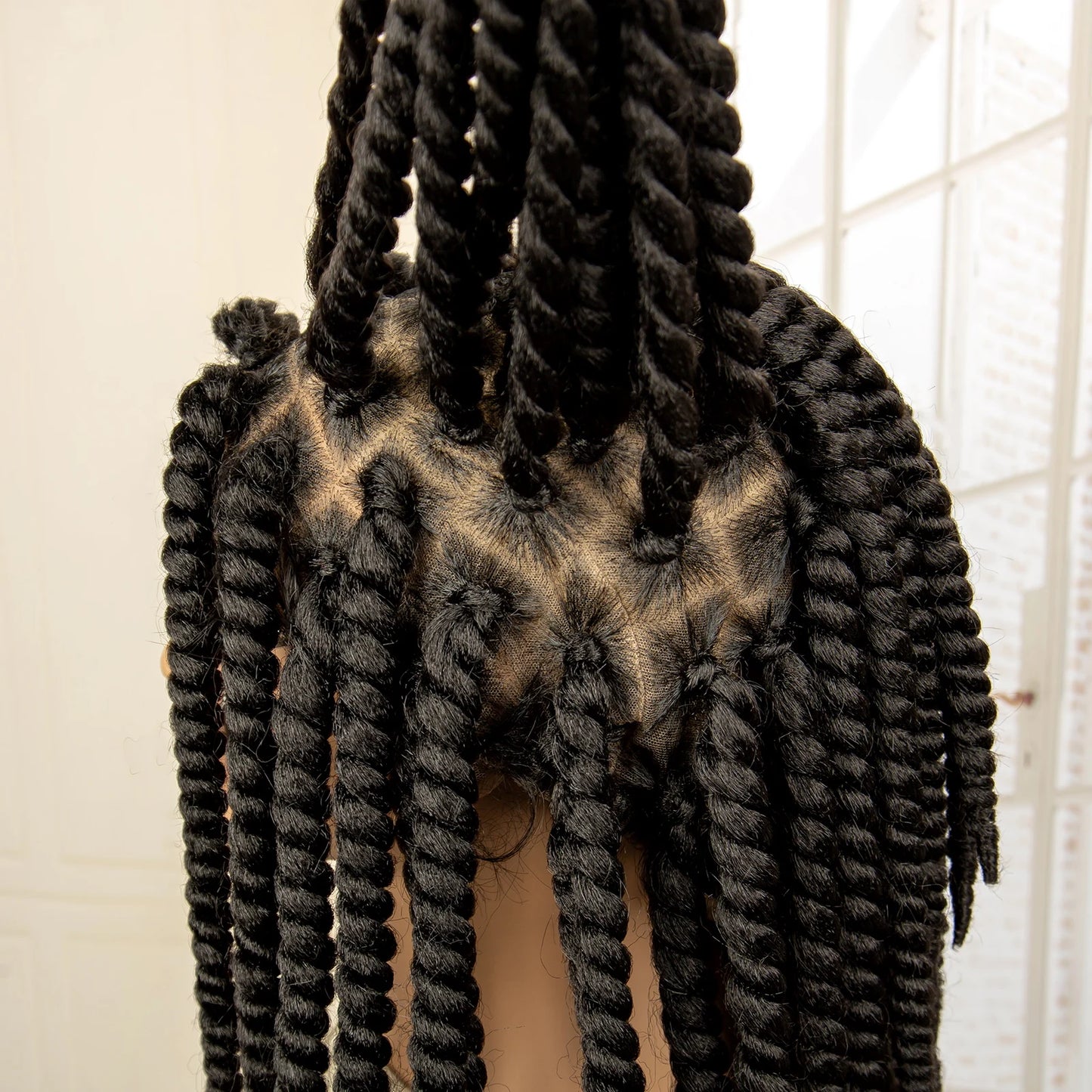 Synthetic Twisted Braided Wigs for Black Women Full Lace Synthetic Braided Wigs Brown Bob Wig Knotless 16 Inch