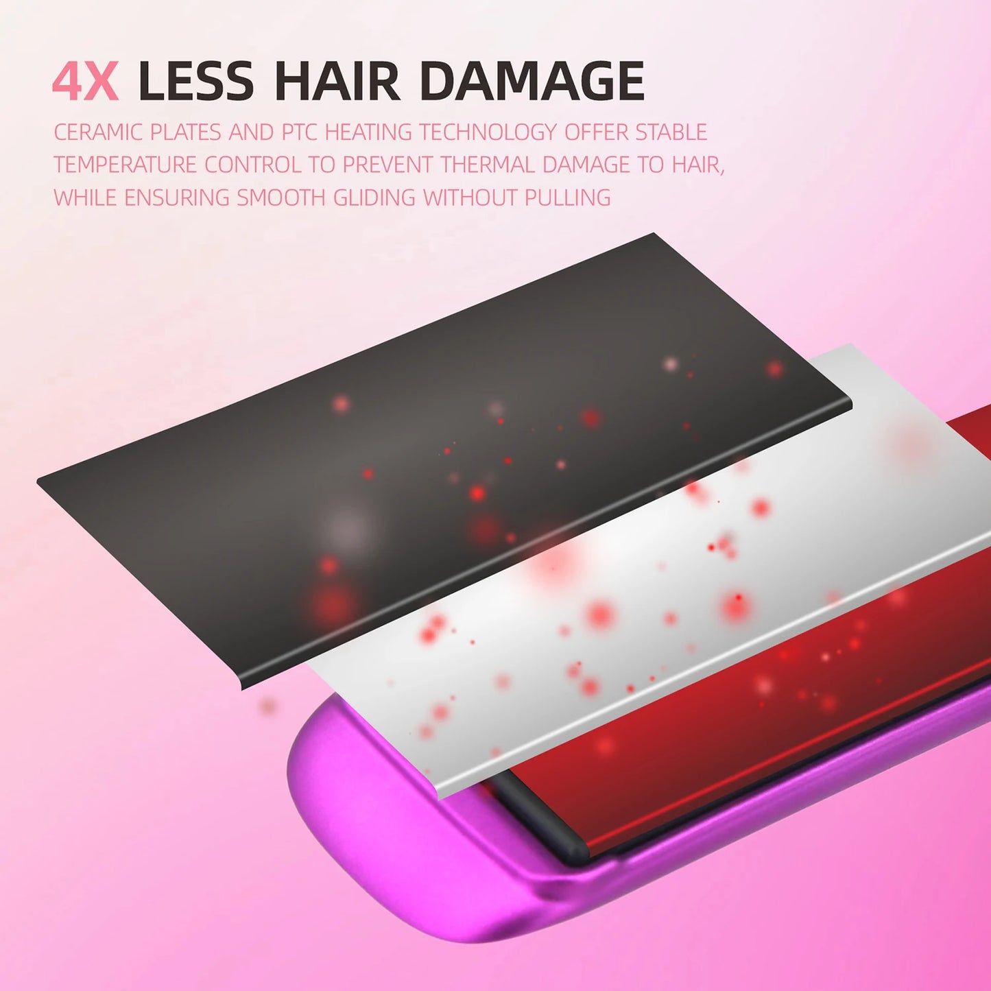 Hair Straightener 500°F Plasma Hair Flat Irons Ceramic Coating Plate Professional Salon Tool Smooth Frizz Dual Voltage