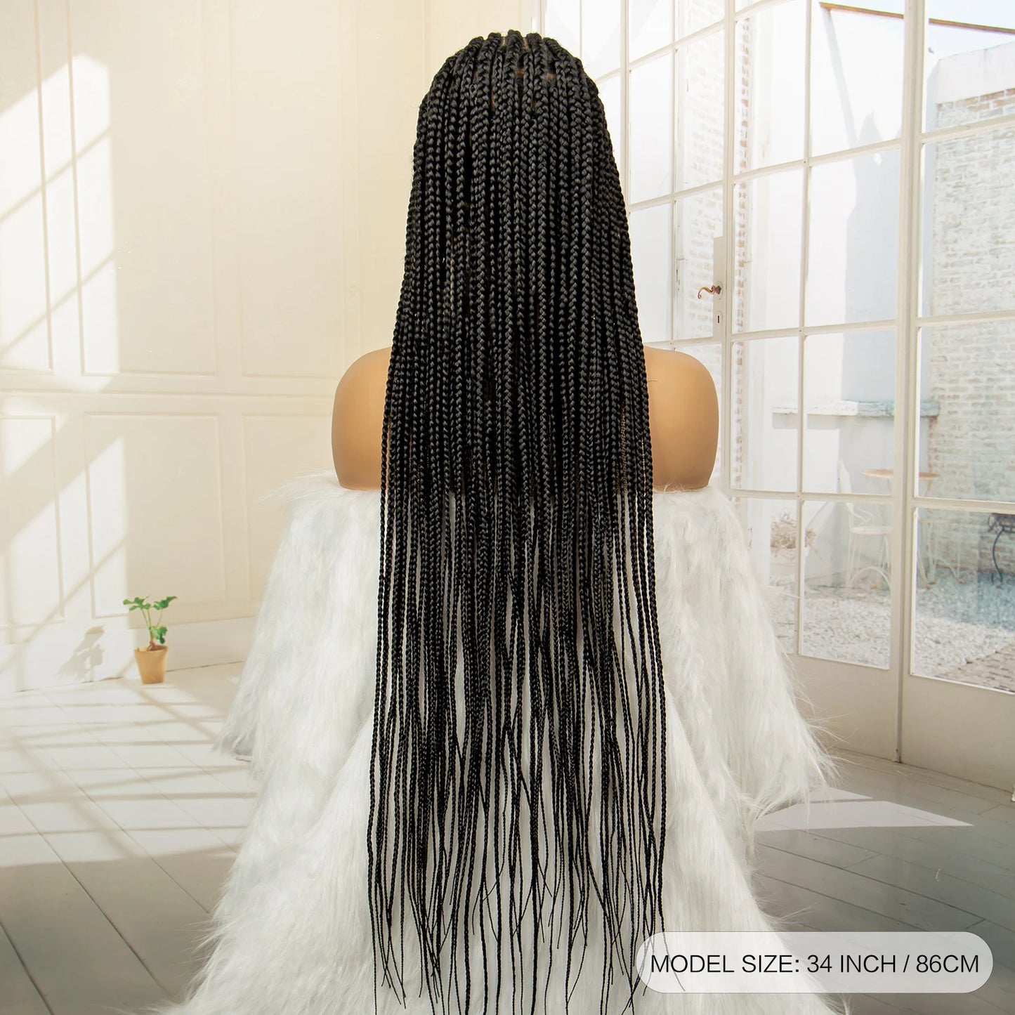 34 Inches Handmade Synthetic Braiding Wig HD Full Lace Cornrow Braided Wigs Back Knotless Box Braids Wig for Black Women