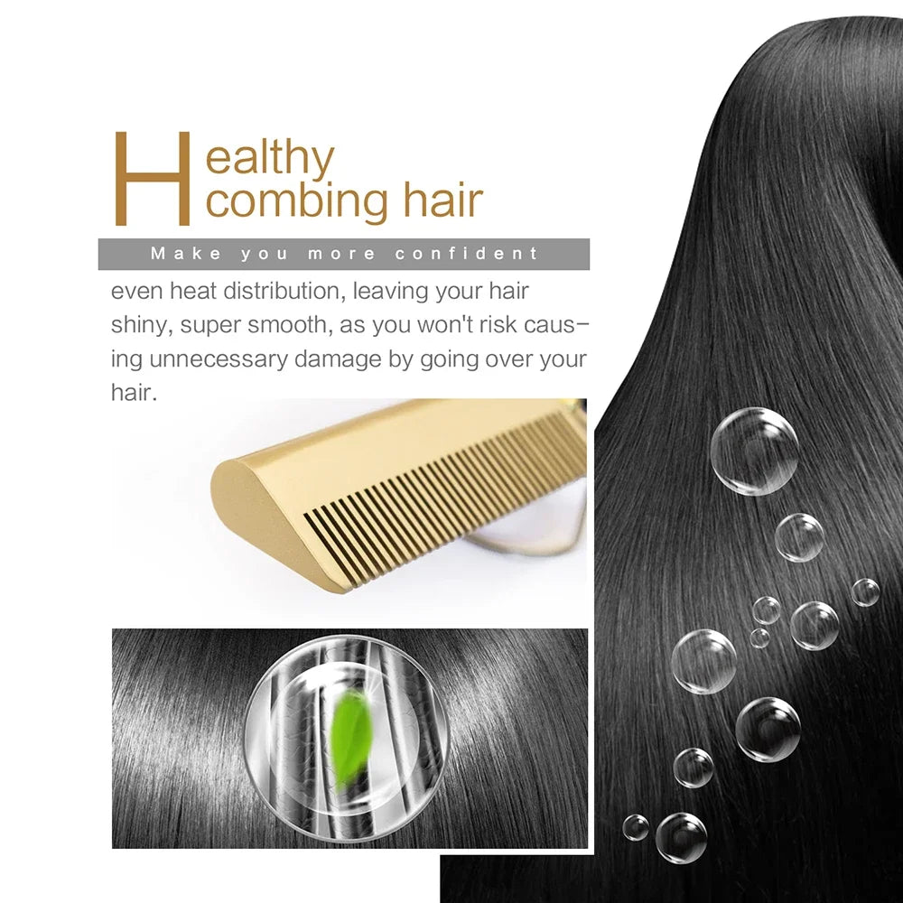 2 in 1 Electric Hot Heating Comb Hair Straightener Curler Flat Irons Wet Dry Hair Iron Straightening Brush Hair Styling Tools